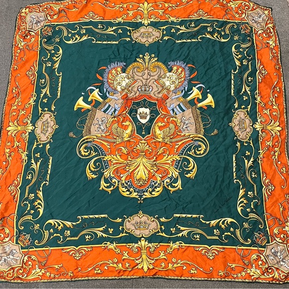 Echo Accessories - Vtg Empire Echo Scarfs Inc Silk 30”x30” Winged Horses Imperial Crown